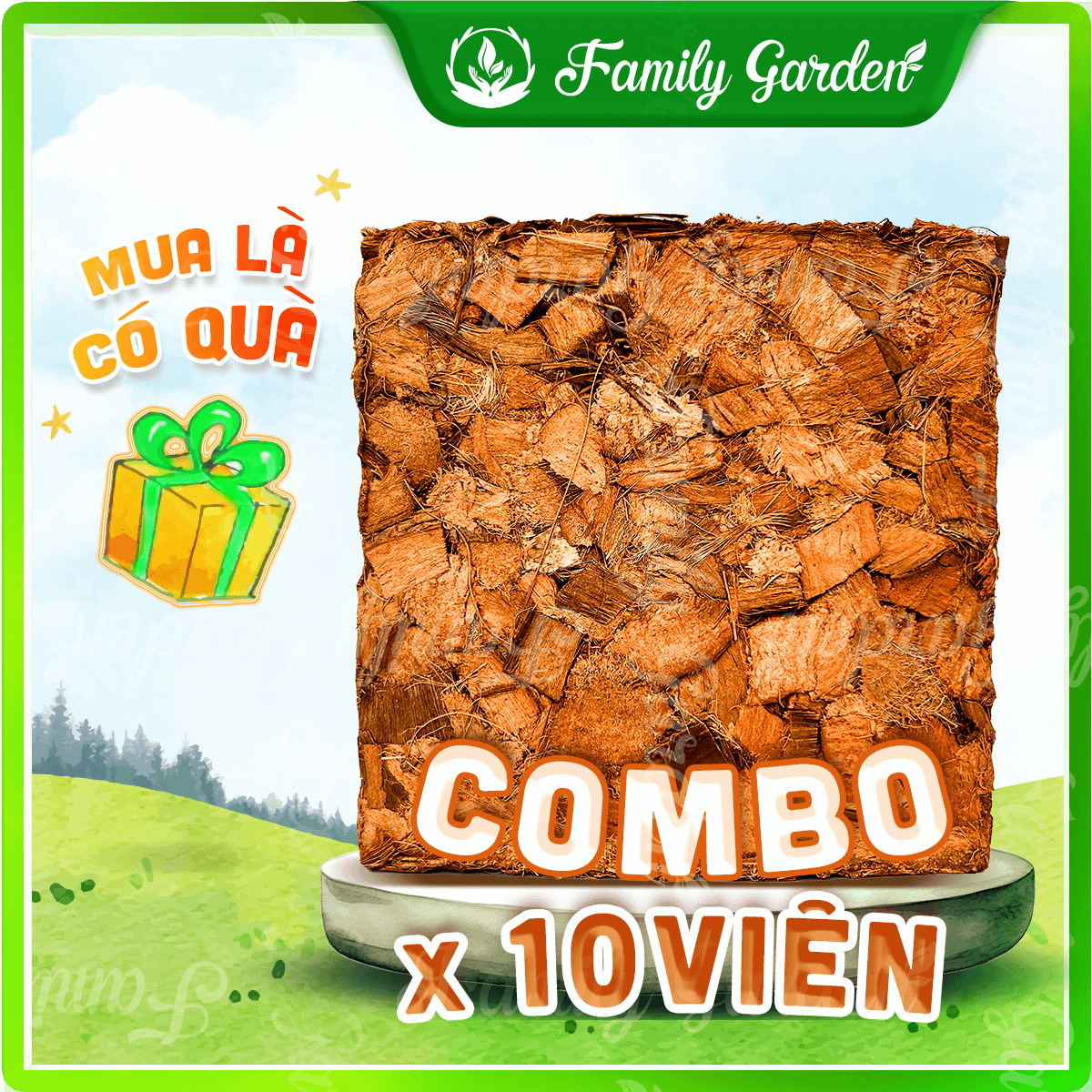 Viên nén vỏ dừa cắt Family Garden